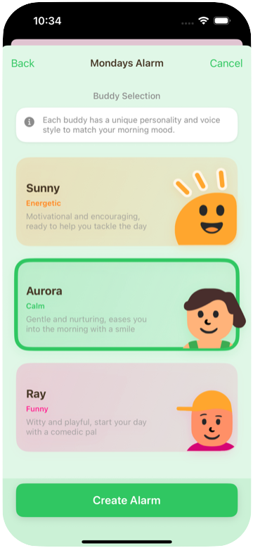 Choose your buddy screen